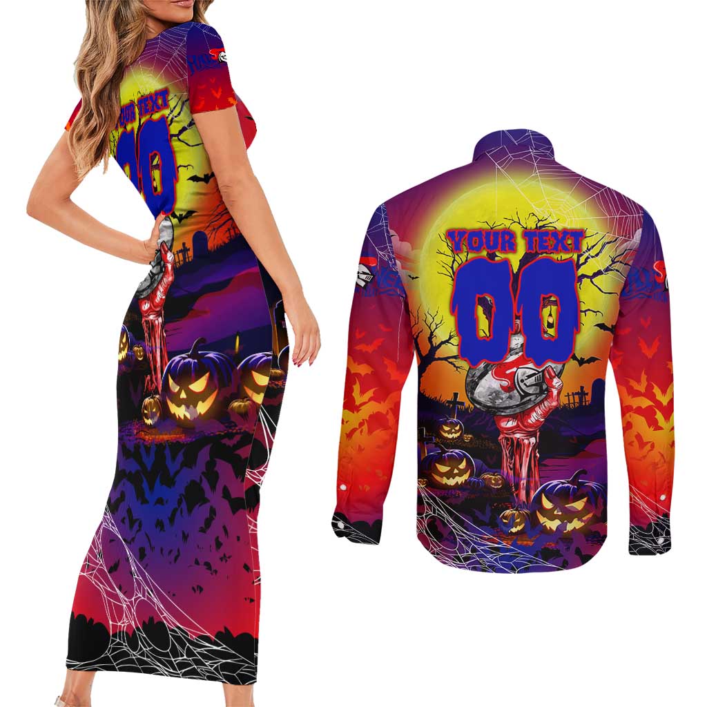 We Are Knights Halloween Couples Matching Short Sleeve Bodycon Dress and Long Sleeve Button Shirt Pumpkin Scary Spooky Season - Aussie Hoodie