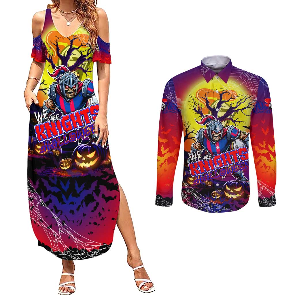 We Are Knights Halloween Couples Matching Summer Maxi Dress and Long Sleeve Button Shirt Pumpkin Scary Spooky Season - Aussie Hoodie
