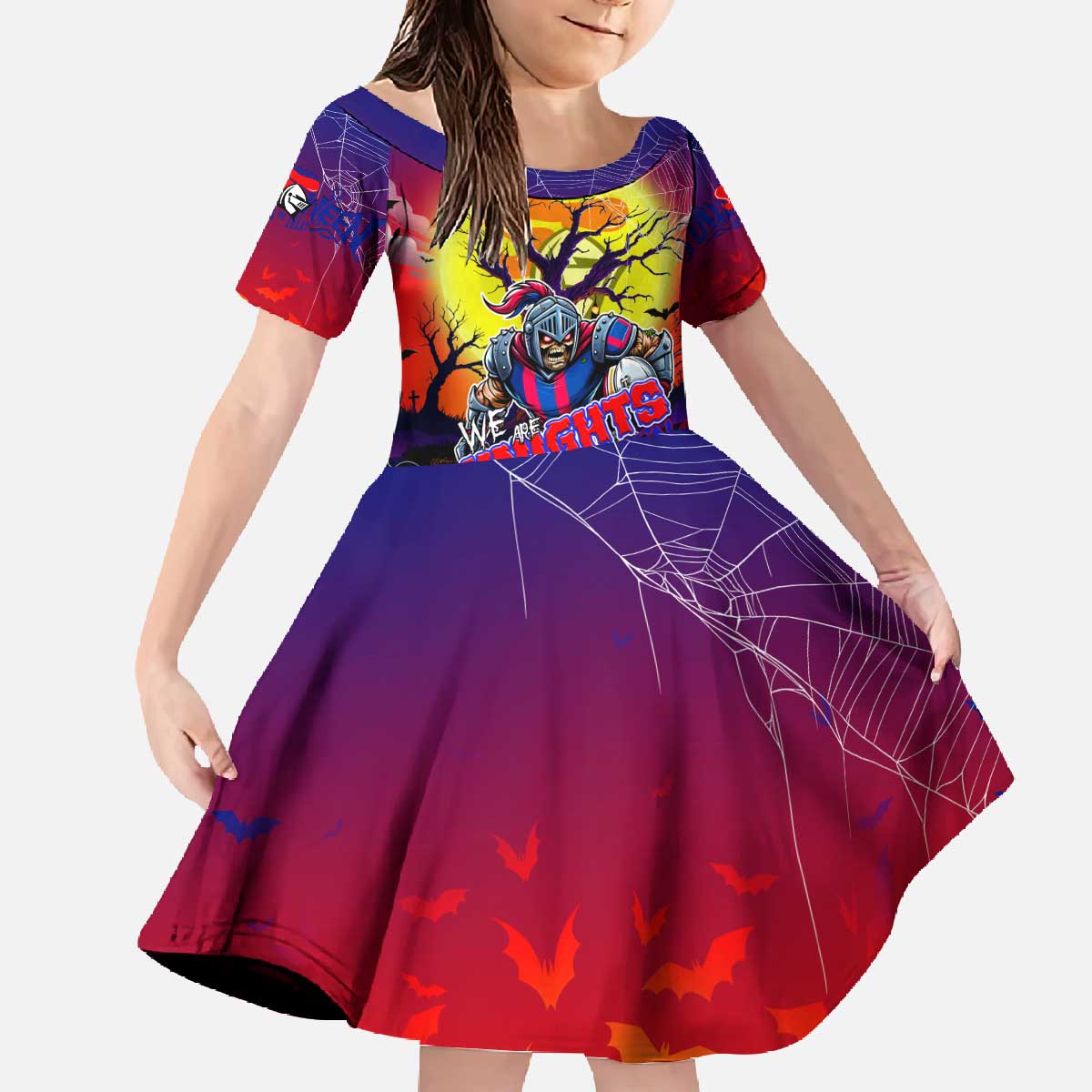 We Are Knights Halloween Family Matching Off The Shoulder Long Sleeve Dress and Hawaiian Shirt Pumpkin Scary Spooky Season - Aussie Hoodie