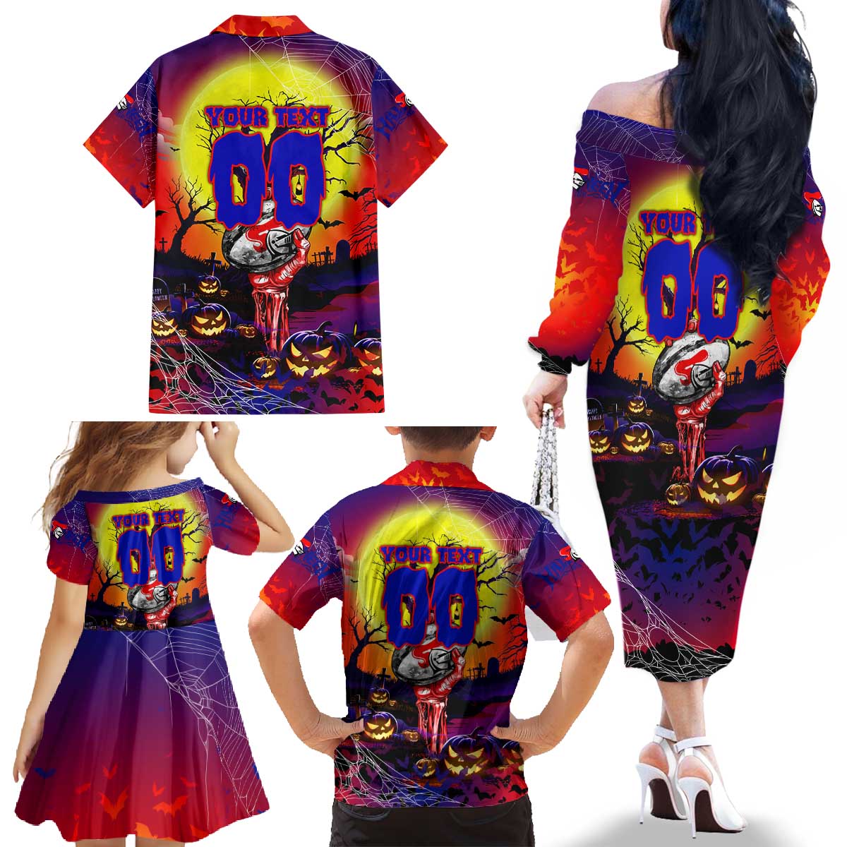 We Are Knights Halloween Family Matching Off The Shoulder Long Sleeve Dress and Hawaiian Shirt Pumpkin Scary Spooky Season - Aussie Hoodie
