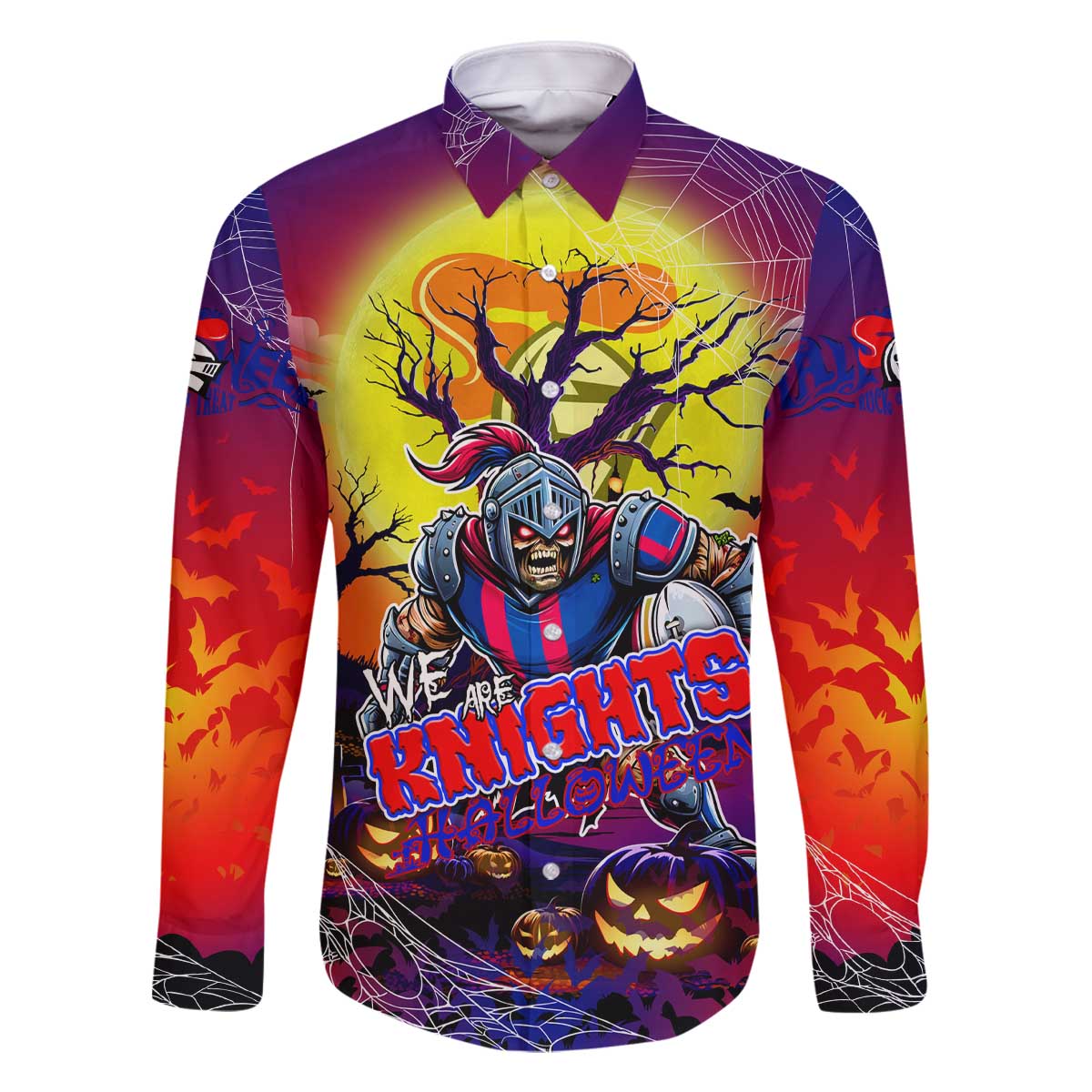 We Are Knights Halloween Family Matching Off The Shoulder Long Sleeve Dress and Hawaiian Shirt Pumpkin Scary Spooky Season - Aussie Hoodie