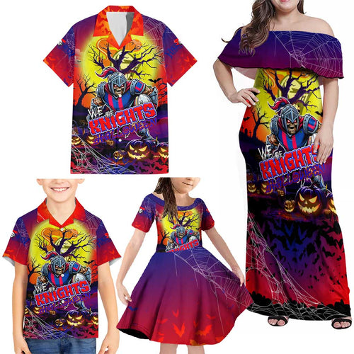 We Are Knights Halloween Family Matching Off Shoulder Maxi Dress and Hawaiian Shirt Pumpkin Scary Spooky Season - Aussie Hoodie