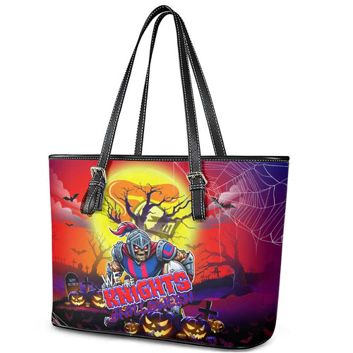 We Are Knights Halloween Leather Tote Bag Pumpkin Scary Spooky Season - Aussie Hoodie
