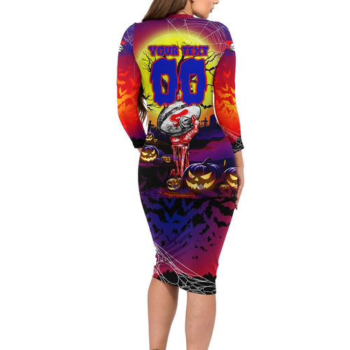 We Are Knights Halloween Long Sleeve Bodycon Dress Pumpkin Scary Spooky Season - Aussie Hoodie