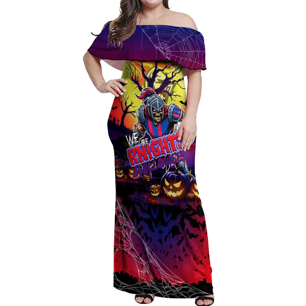 We Are Knights Halloween Off Shoulder Maxi Dress Pumpkin Scary Spooky Season - Aussie Hoodie