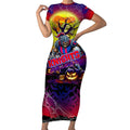 We Are Knights Halloween Short Sleeve Bodycon Dress Pumpkin Scary Spooky Season - Aussie Hoodie
