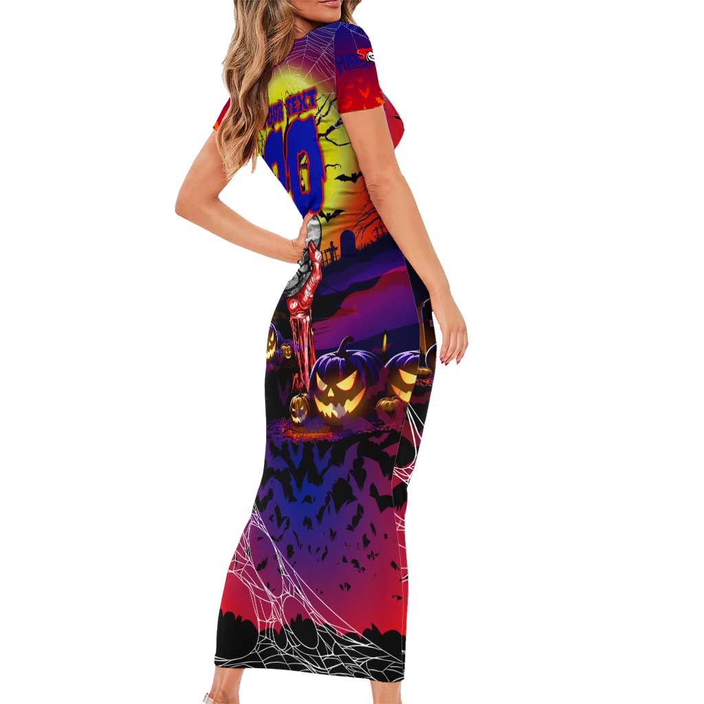 We Are Knights Halloween Short Sleeve Bodycon Dress Pumpkin Scary Spooky Season - Aussie Hoodie