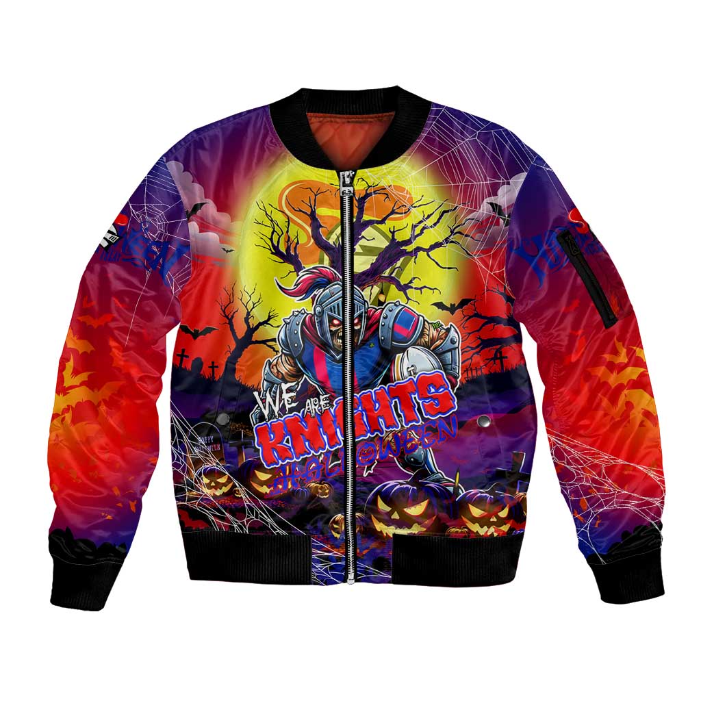 We Are Knights Halloween Sleeve Zip Bomber Jacket Pumpkin Scary Spooky Season - Aussie Hoodie
