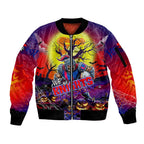 We Are Knights Halloween Sleeve Zip Bomber Jacket Pumpkin Scary Spooky Season - Aussie Hoodie