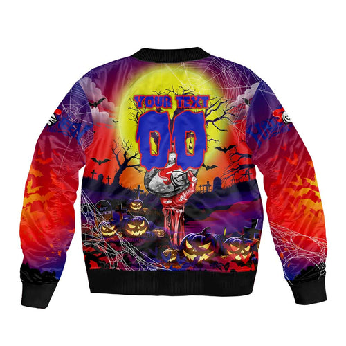 We Are Knights Halloween Sleeve Zip Bomber Jacket Pumpkin Scary Spooky Season - Aussie Hoodie