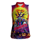 We Are Knights Halloween Women Sleeveless Polo Shirt Pumpkin Scary Spooky Season - Aussie Hoodie