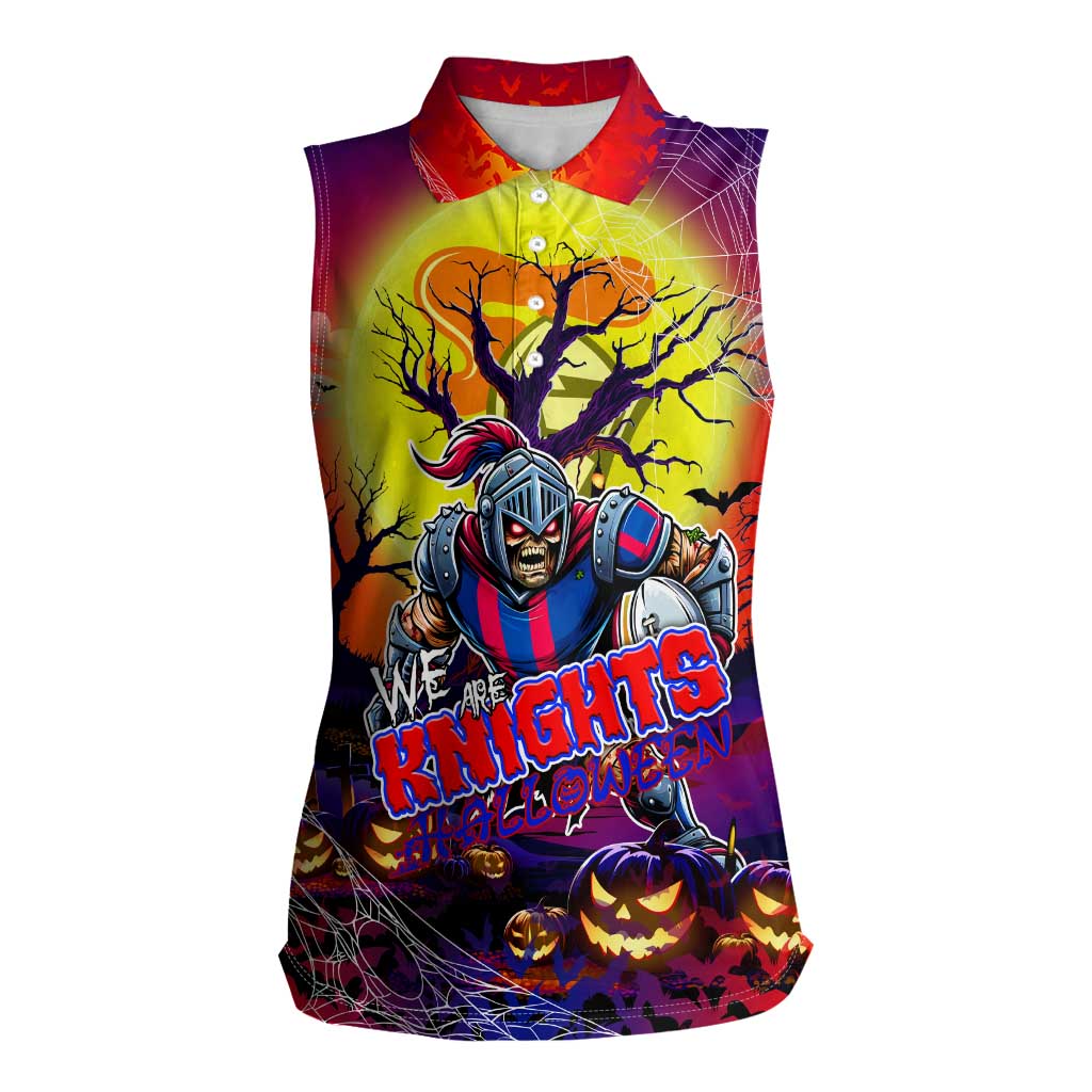 We Are Knights Halloween Women Sleeveless Polo Shirt Pumpkin Scary Spooky Season - Aussie Hoodie