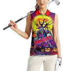 We Are Knights Halloween Women Sleeveless Polo Shirt Pumpkin Scary Spooky Season - Aussie Hoodie