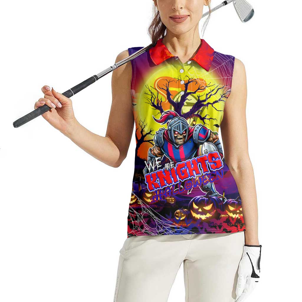 We Are Knights Halloween Women Sleeveless Polo Shirt Pumpkin Scary Spooky Season - Aussie Hoodie