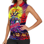 We Are Knights Halloween Women Sleeveless Polo Shirt Pumpkin Scary Spooky Season - Aussie Hoodie