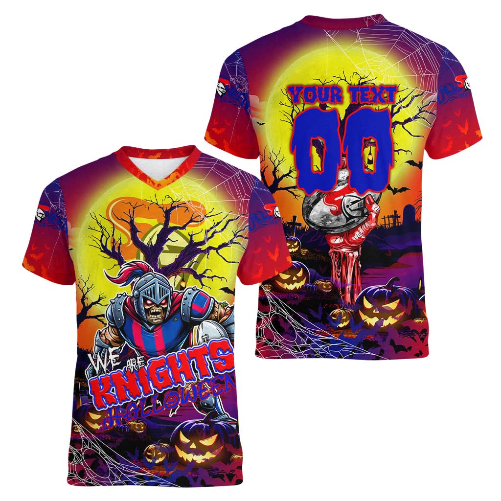 We Are Knights Halloween Women V-Neck T-Shirt Pumpkin Scary Spooky Season - Aussie Hoodie