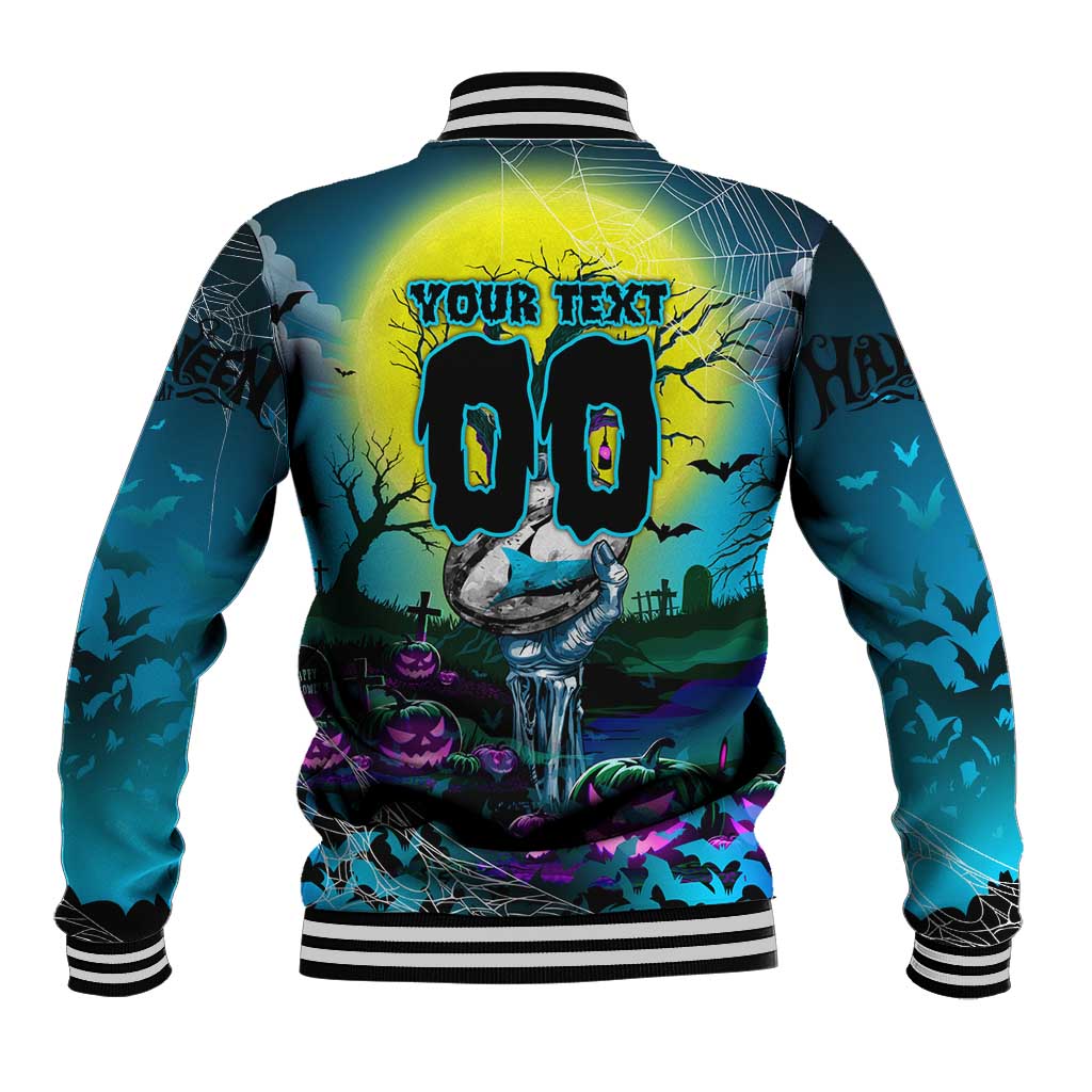 We Are Sharks Halloween Baseball Jacket Pumpkin Scary Spooky Season - Aussie Hoodie