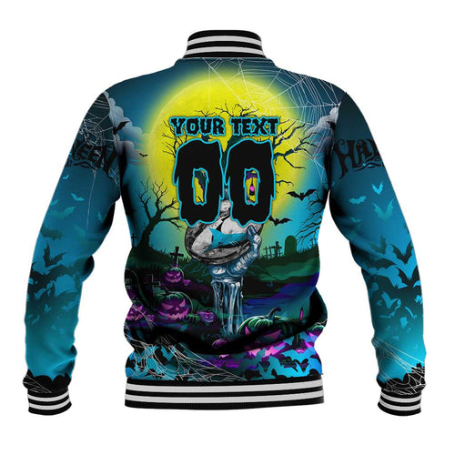 We Are Sharks Halloween Baseball Jacket Pumpkin Scary Spooky Season - Aussie Hoodie