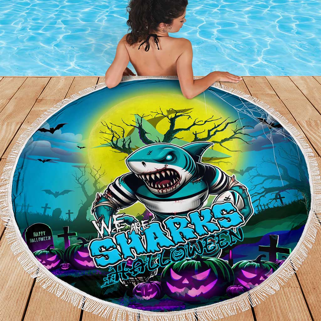We Are Sharks Halloween Beach Blanket Pumpkin Scary Spooky Season - Aussie Hoodie