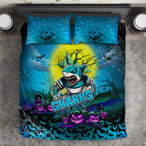 We Are Sharks Halloween Bedding Set Pumpkin Scary Spooky Season - Aussie Hoodie