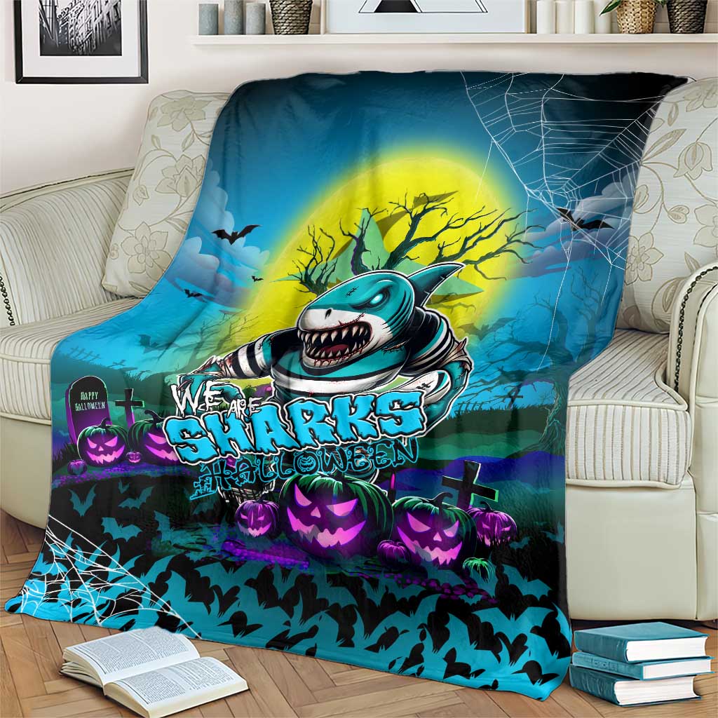 We Are Sharks Halloween Blanket Pumpkin Scary Spooky Season - Aussie Hoodie