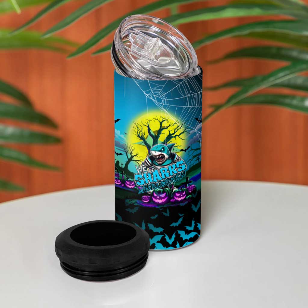 We Are Sharks Halloween 4 in 1 Can Cooler Tumbler Pumpkin Scary Spooky Season - Aussie Hoodie