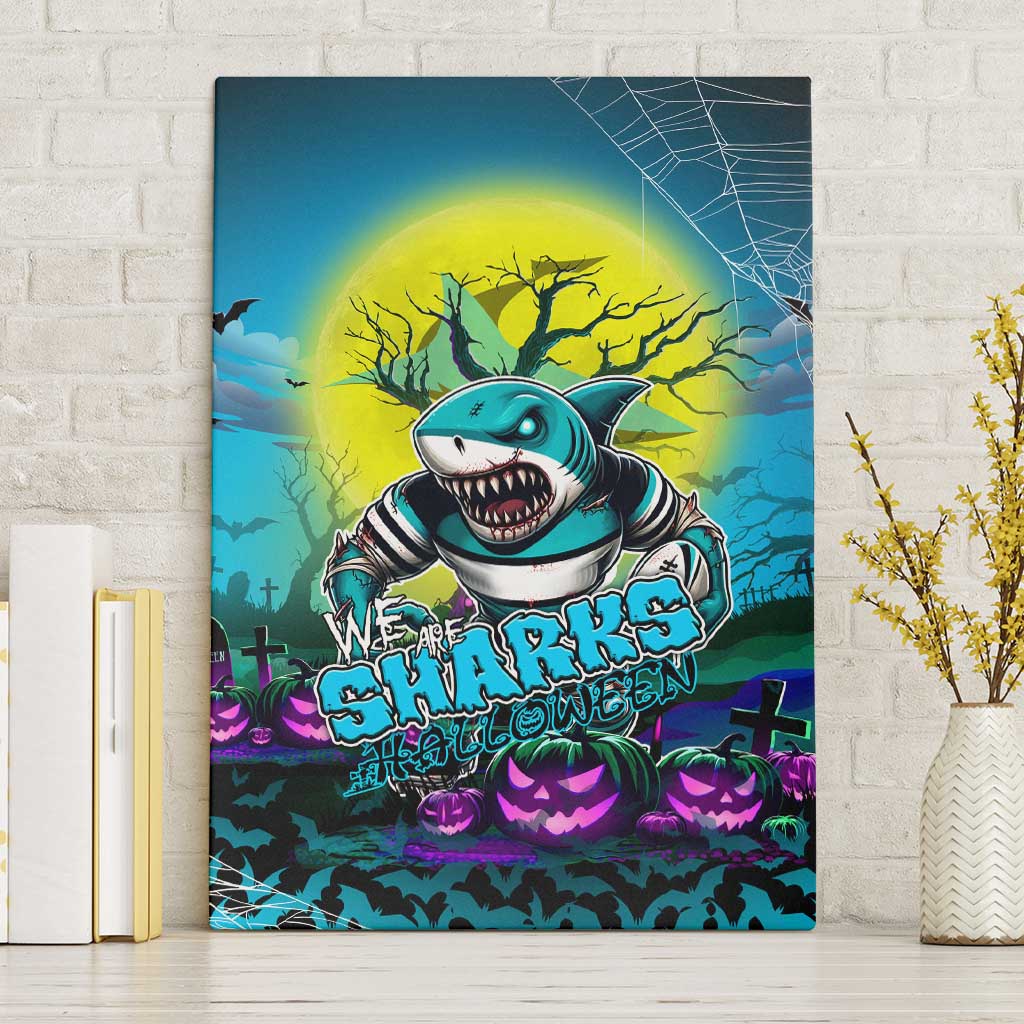 We Are Sharks Halloween Canvas Wall Art Pumpkin Scary Spooky Season - Aussie Hoodie