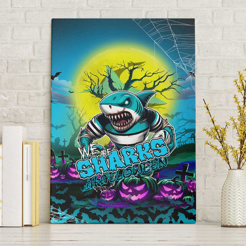 We Are Sharks Halloween Canvas Wall Art Pumpkin Scary Spooky Season - Aussie Hoodie