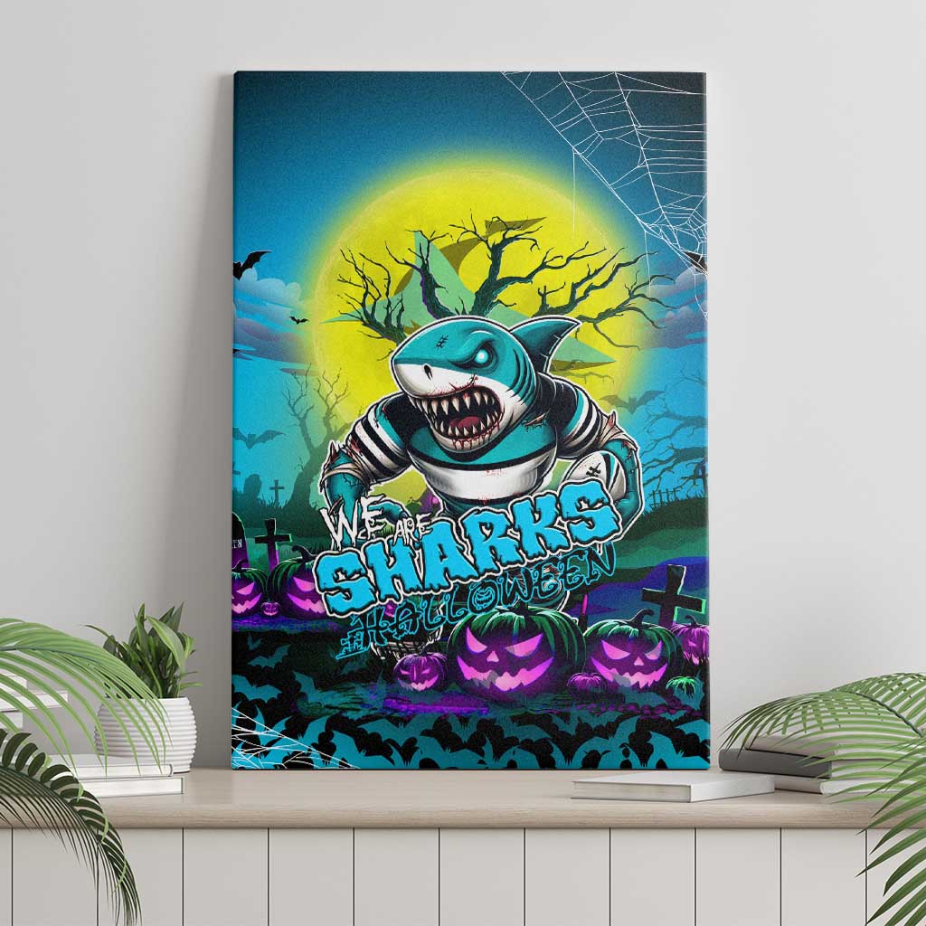 We Are Sharks Halloween Canvas Wall Art Pumpkin Scary Spooky Season - Aussie Hoodie