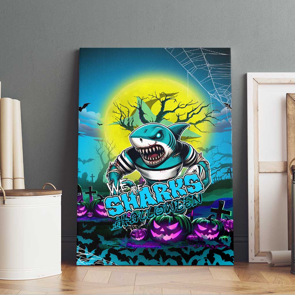 We Are Sharks Halloween Canvas Wall Art Pumpkin Scary Spooky Season - Aussie Hoodie