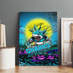 We Are Sharks Halloween Canvas Wall Art Pumpkin Scary Spooky Season - Aussie Hoodie