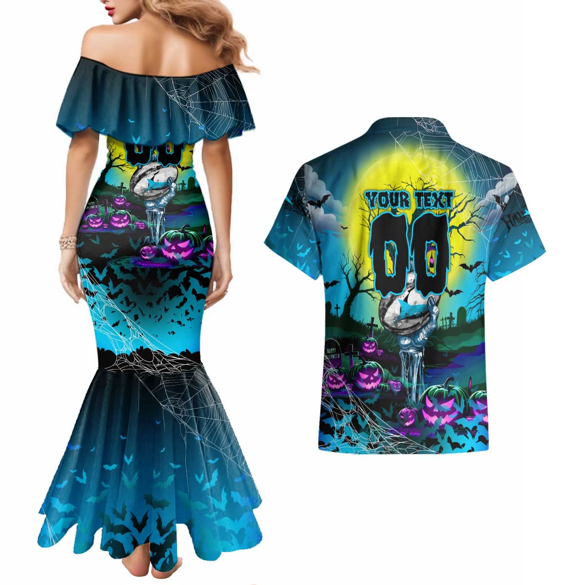 We Are Sharks Halloween Couples Matching Mermaid Dress and Hawaiian Shirt Pumpkin Scary Spooky Season - Aussie Hoodie