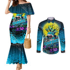 We Are Sharks Halloween Couples Matching Mermaid Dress and Long Sleeve Button Shirt Pumpkin Scary Spooky Season - Aussie Hoodie
