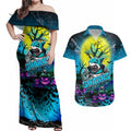 We Are Sharks Halloween Couples Matching Off Shoulder Maxi Dress and Hawaiian Shirt Pumpkin Scary Spooky Season - Aussie Hoodie