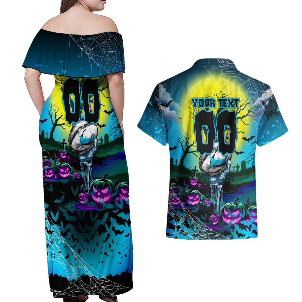 We Are Sharks Halloween Couples Matching Off Shoulder Maxi Dress and Hawaiian Shirt Pumpkin Scary Spooky Season - Aussie Hoodie