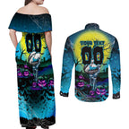 We Are Sharks Halloween Couples Matching Off Shoulder Maxi Dress and Long Sleeve Button Shirt Pumpkin Scary Spooky Season - Aussie Hoodie
