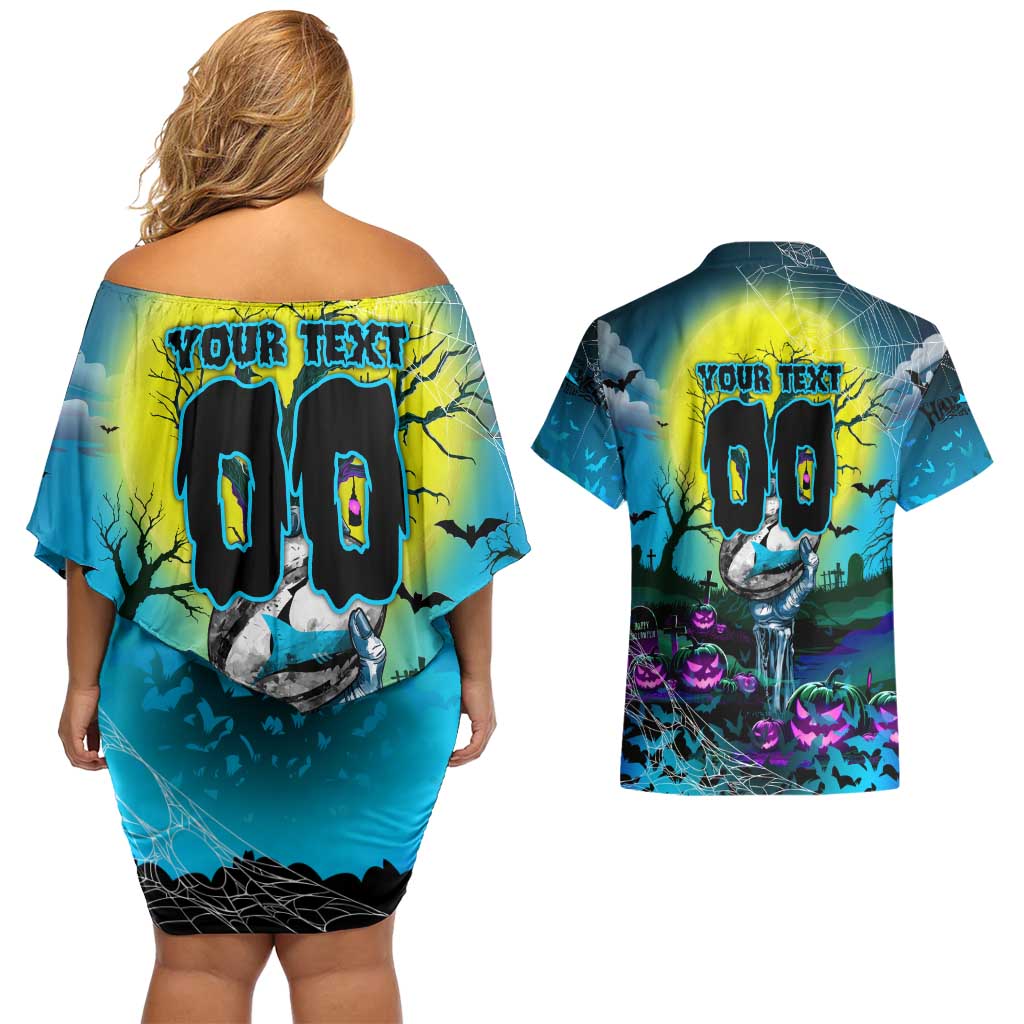 We Are Sharks Halloween Couples Matching Off Shoulder Short Dress and Hawaiian Shirt Pumpkin Scary Spooky Season - Aussie Hoodie