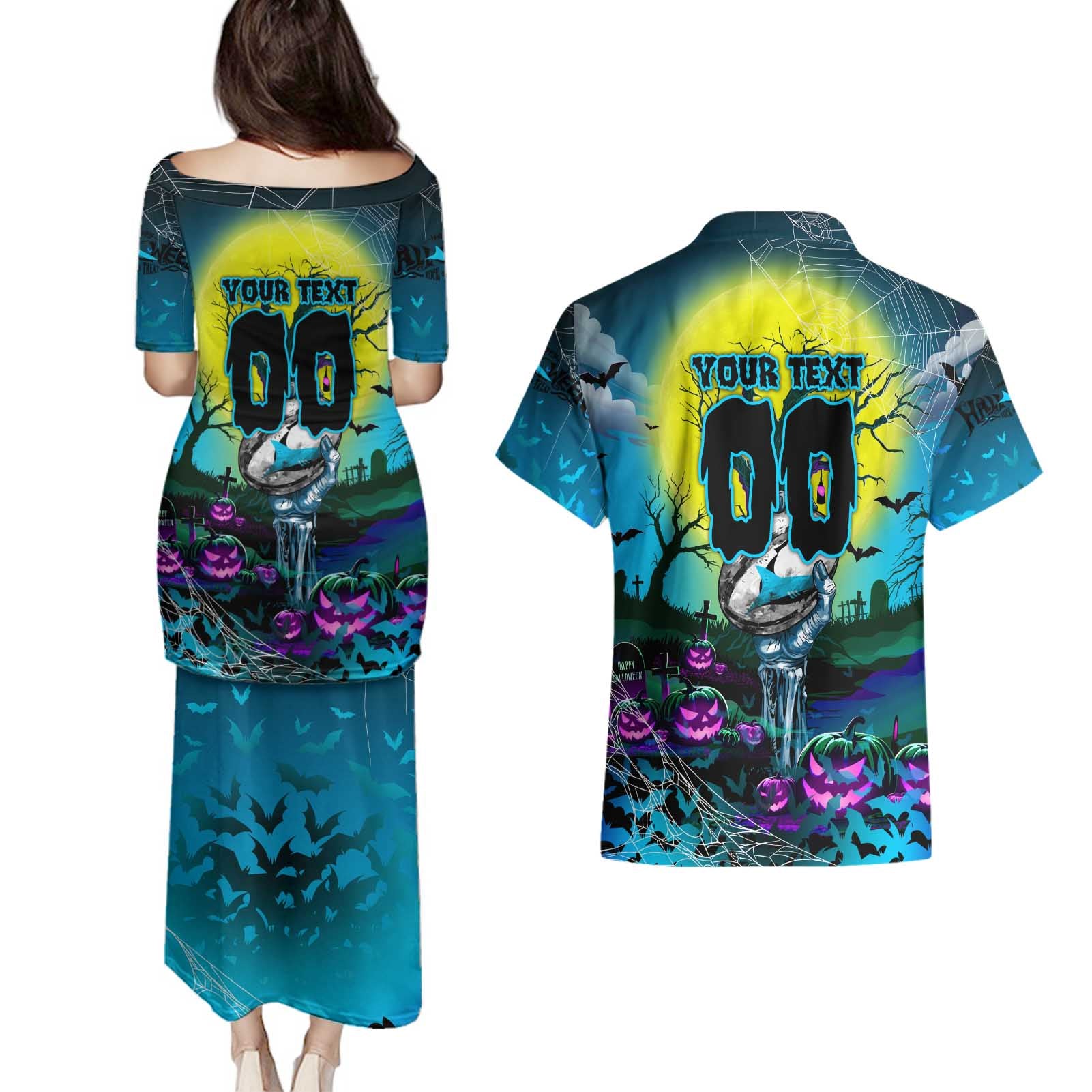 We Are Sharks Halloween Couples Matching Puletasi and Hawaiian Shirt Pumpkin Scary Spooky Season - Aussie Hoodie
