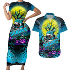 We Are Sharks Halloween Couples Matching Short Sleeve Bodycon Dress and Hawaiian Shirt Pumpkin Scary Spooky Season - Aussie Hoodie