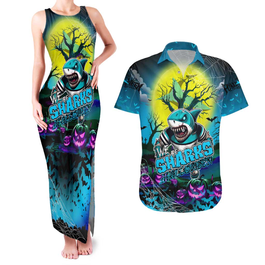 We Are Sharks Halloween Couples Matching Tank Maxi Dress and Hawaiian Shirt Pumpkin Scary Spooky Season - Aussie Hoodie