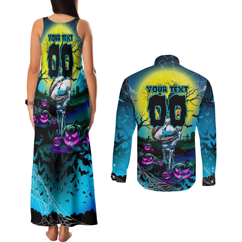 We Are Sharks Halloween Couples Matching Tank Maxi Dress and Long Sleeve Button Shirt Pumpkin Scary Spooky Season - Aussie Hoodie