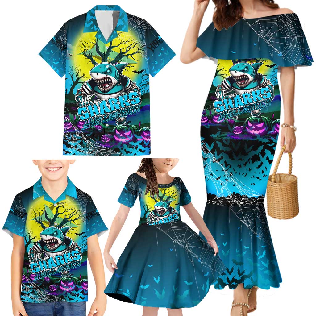 We Are Sharks Halloween Family Matching Mermaid Dress and Hawaiian Shirt Pumpkin Scary Spooky Season - Aussie Hoodie