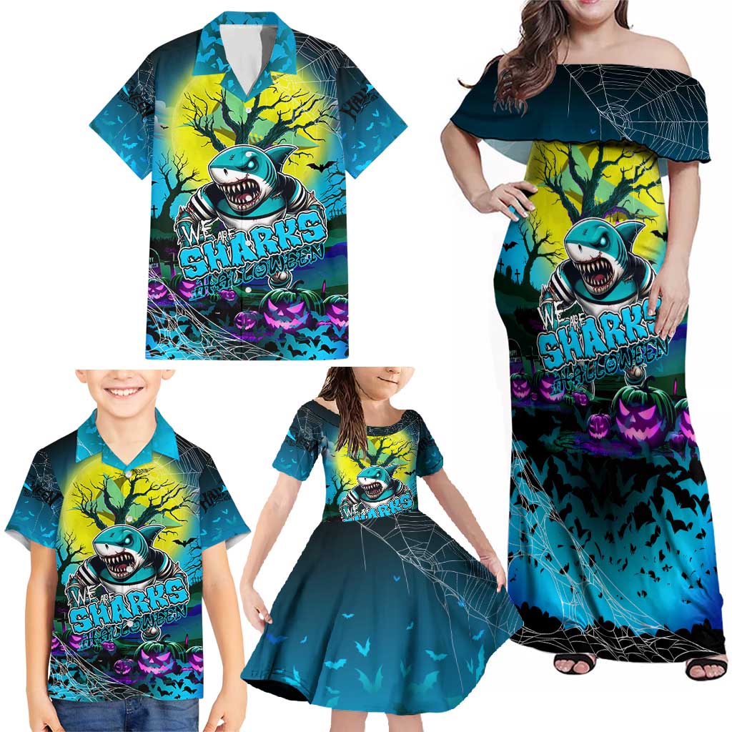 We Are Sharks Halloween Family Matching Off Shoulder Maxi Dress and Hawaiian Shirt Pumpkin Scary Spooky Season - Aussie Hoodie