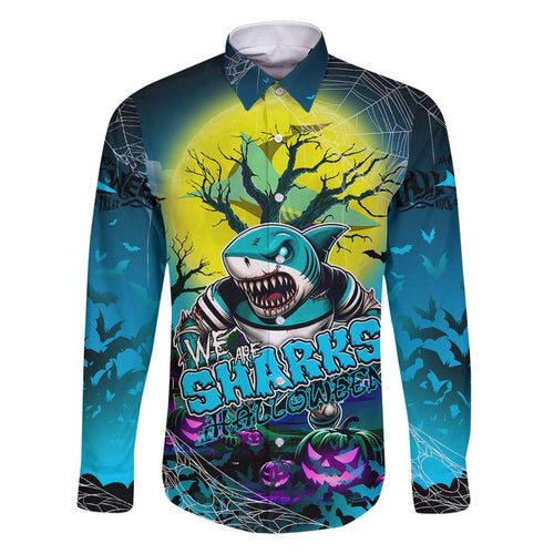 We Are Sharks Halloween Family Matching Off Shoulder Maxi Dress and Hawaiian Shirt Pumpkin Scary Spooky Season - Aussie Hoodie