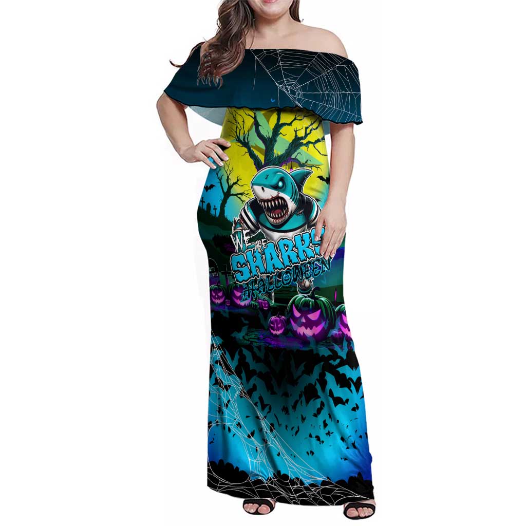 We Are Sharks Halloween Family Matching Off Shoulder Maxi Dress and Hawaiian Shirt Pumpkin Scary Spooky Season - Aussie Hoodie
