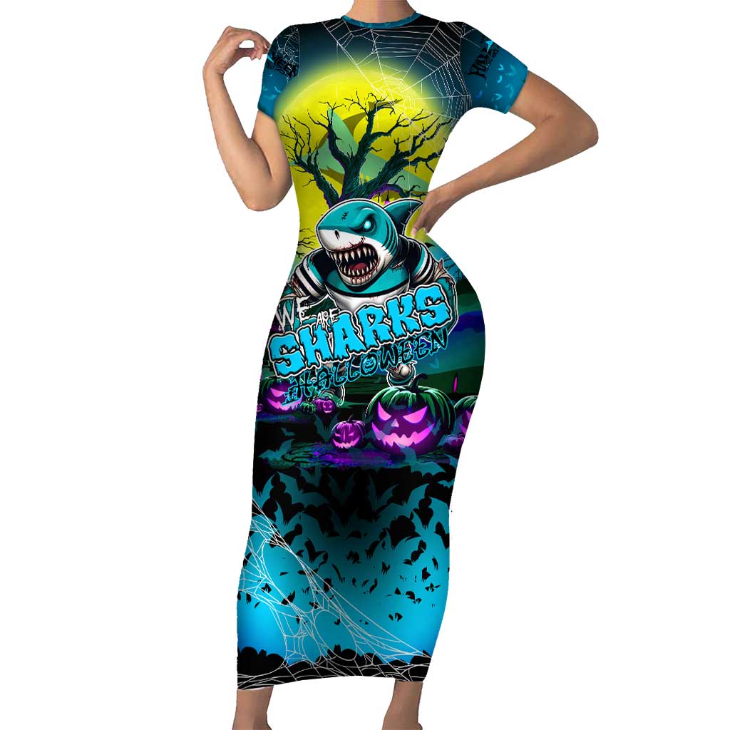 We Are Sharks Halloween Family Matching Short Sleeve Bodycon Dress and Hawaiian Shirt Pumpkin Scary Spooky Season - Aussie Hoodie