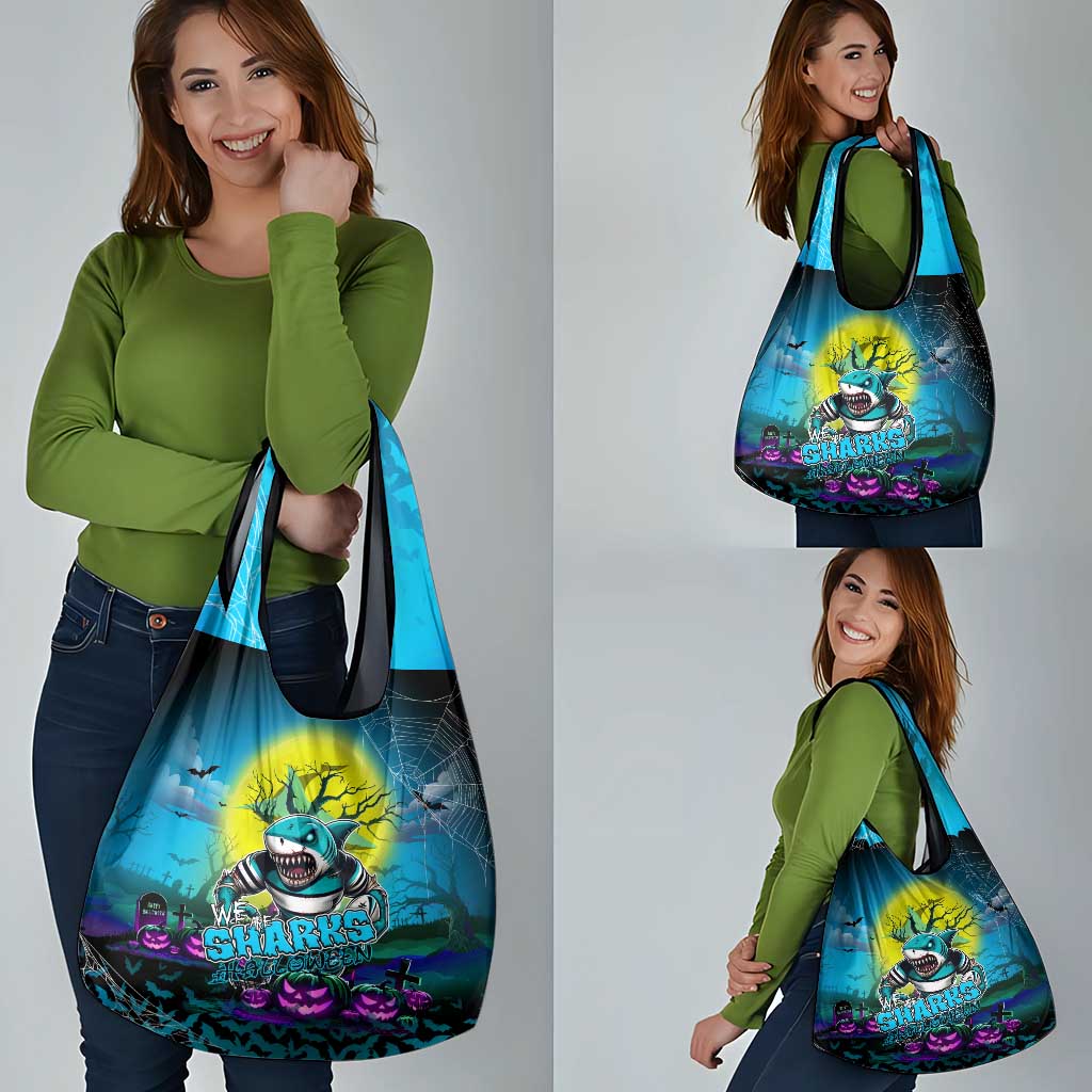 We Are Sharks Halloween Grocery Bag Pumpkin Scary Spooky Season - Aussie Hoodie