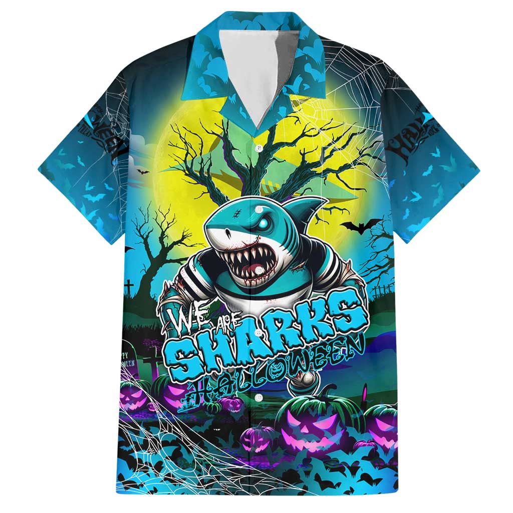 We Are Sharks Halloween Hawaiian Shirt Pumpkin Scary Spooky Season - Aussie Hoodie