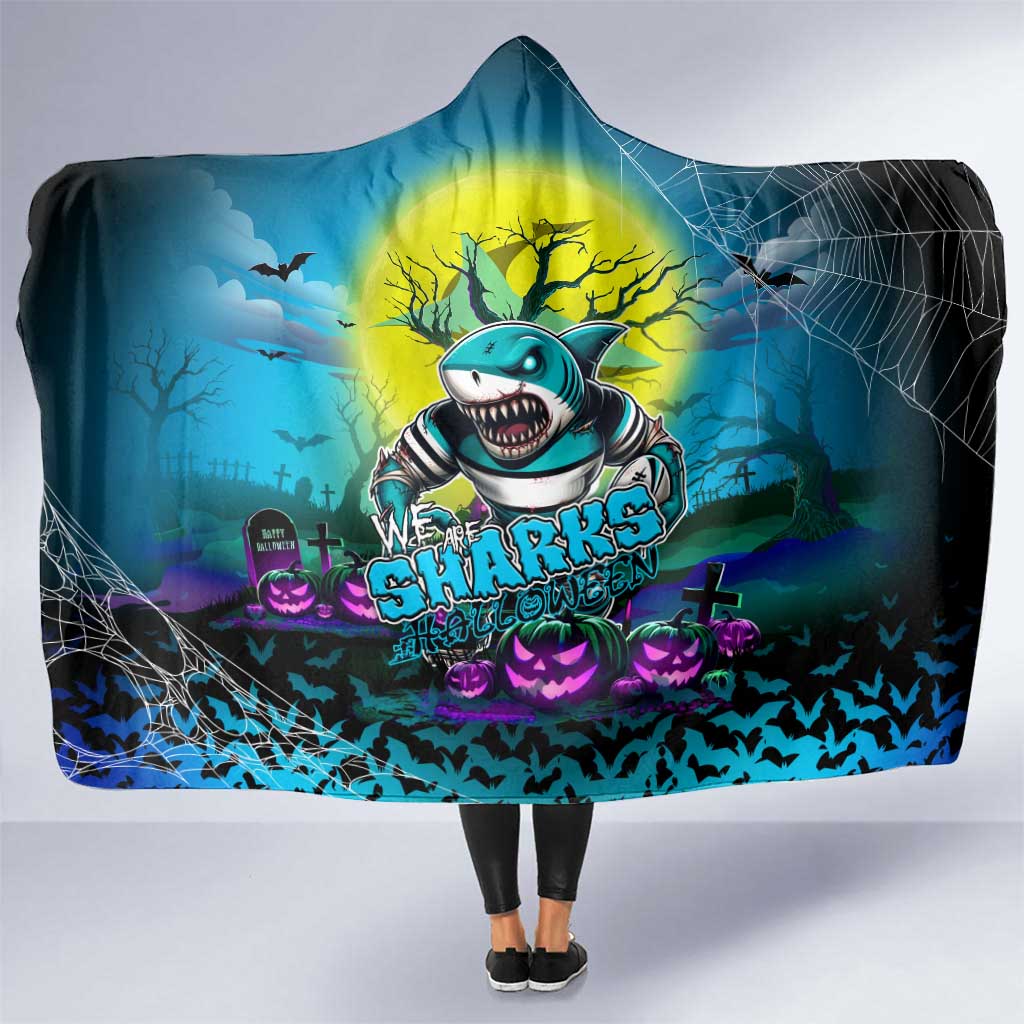 We Are Sharks Halloween Hooded Blanket Pumpkin Scary Spooky Season - Aussie Hoodie