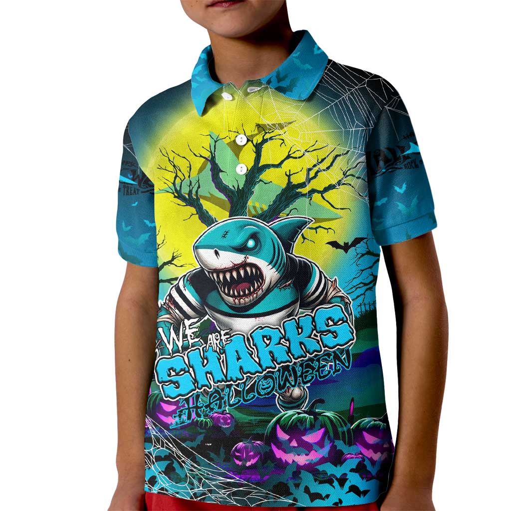 We Are Sharks Halloween Kid Polo Shirt Pumpkin Scary Spooky Season - Aussie Hoodie